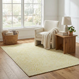 5' X 8' Yellow And Beige Abstract Shag Washable Area Rug With UV Protection