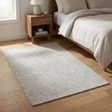 3' X 5' Linen And Taupe Abstract Shag Washable Area Rug With UV Protection