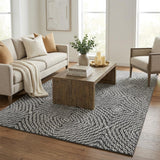 5' X 8' Gray And Ivory Abstract Shag Washable Area Rug With UV Protection