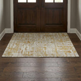 3' X 5' Gray And Beige Abstract Shag Washable Area Rug With UV Protection