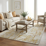 5' X 8' Gray And Beige Abstract Shag Washable Area Rug With UV Protection