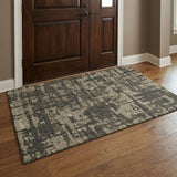 3' X 5' Charcoal And Beige Abstract Shag Washable Area Rug With UV Protection