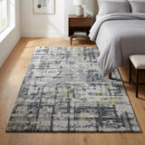 3' X 5' Gray And Charcoal Abstract Shag Washable Area Rug With UV Protection