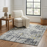 5' X 8' Gray And Charcoal Abstract Shag Washable Area Rug With UV Protection