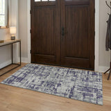 3' X 5' Purple And Charcoal Abstract Shag Washable Area Rug With UV Protection