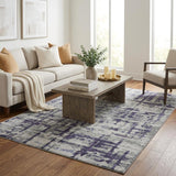 5' X 8' Purple And Charcoal Abstract Shag Washable Area Rug With UV Protection