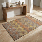 3' X 5' Brown And Gold Geometric Shag Washable Area Rug With UV Protection