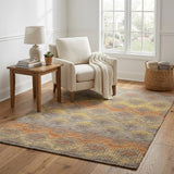 5' X 8' Brown And Gold Geometric Shag Washable Area Rug With UV Protection