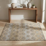 3' X 5' Gray And Brown Geometric Shag Washable Area Rug With UV Protection