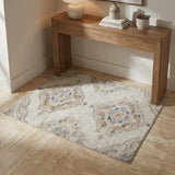 3' X 5' Linen And Ivory Oriental Shag Washable Area Rug With UV Protection