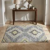 3' X 5' Silver And Ivory Oriental Shag Washable Area Rug With UV Protection
