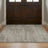 3' X 5' Gray And Charcoal Oriental Shag Washable Area Rug With UV Protection