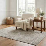 5' X 8' Gray And Charcoal Oriental Shag Washable Area Rug With UV Protection