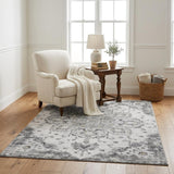 5' X 8' Gray And Charcoal Oriental Shag Washable Area Rug With UV Protection