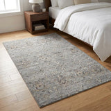 3' X 5' Gray And Ivory Oriental Shag Washable Area Rug With UV Protection