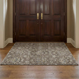 3' X 5' Brown And Charcoal Oriental Shag Washable Area Rug With UV Protection