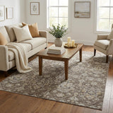 5' X 8' Brown And Charcoal Oriental Shag Washable Area Rug With UV Protection