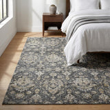 3' X 5' Gray And Ivory Oriental Shag Washable Area Rug With UV Protection