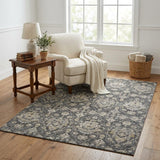 5' X 8' Gray And Ivory Oriental Shag Washable Area Rug With UV Protection