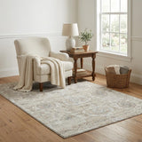 5' X 8' Linen And Ivory Oriental Shag Washable Area Rug With UV Protection