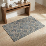 3' X 5' Blue And Pewter Oriental Shag Washable Area Rug With UV Protection