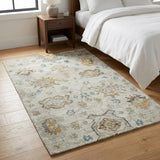 3' X 5' Linen And Gray Oriental Shag Washable Area Rug With UV Protection