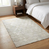 3' X 5' Ivory And Gray Geometric Shag Washable Area Rug With UV Protection