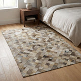 3' X 5' Gray And Ivory Animal Print Shag Washable Area Rug With UV Protection