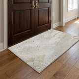 3' X 5' Ivory And Gray Animal Print Shag Washable Area Rug With UV Protection