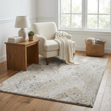 5' X 8' Ivory And Gray Animal Print Shag Washable Area Rug With UV Protection