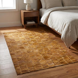 3' X 5' Brown And Ivory Geometric Shag Washable Area Rug With UV Protection
