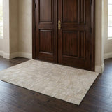 3' X 5' Ivory And Gray Geometric Shag Washable Area Rug With UV Protection