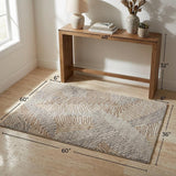 3' X 5' Gray And Brown Striped Shag Washable Area Rug With UV Protection