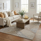 5' X 8' Gray And Brown Striped Shag Washable Area Rug With UV Protection