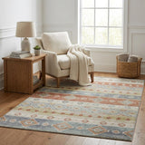 5' X 8' Ivory And Beige Geometric Shag Washable Area Rug With UV Protection