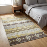 3' X 5' Purple And Gray Geometric Shag Washable Area Rug With UV Protection