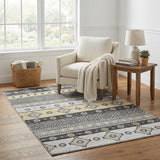 5' X 8' Gray And Black Geometric Shag Washable Area Rug With UV Protection