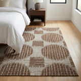 3' X 5' Brown And Ivory Geometric Shag Washable Area Rug With UV Protection