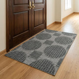 3' X 5' Gray And Charcoal Geometric Shag Washable Area Rug With UV Protection