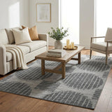 5' X 8' Gray And Charcoal Geometric Shag Washable Area Rug With UV Protection