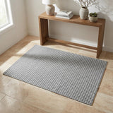 3' X 5' Gray And Light Gray Houndstooth Shag Washable Area Rug With UV Protection