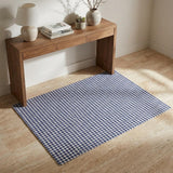 3' X 5' Navy Blue And White Houndstooth Shag Washable Area Rug With UV Protection