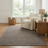 5' X 8' Chocolate And Beige Striped Shag Washable Area Rug With UV Protection