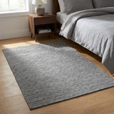 3' X 5' Gray And Light Gray Striped Shag Washable Area Rug With UV Protection