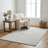 5' X 8' Linen And Beige Striped Shag Washable Area Rug With UV Protection