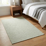 3' X 5' Green And Ivory Striped Shag Washable Area Rug With UV Protection