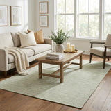 5' X 8' Green And Ivory Striped Shag Washable Area Rug With UV Protection