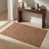 3' X 5' Red And Beige Striped Shag Washable Area Rug With UV Protection