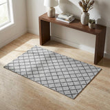3' X 5' Gray And Black Geometric Shag Washable Area Rug With UV Protection