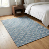 3' X 5' Sky Blue And Ivory Geometric Shag Washable Area Rug With UV Protection